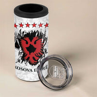 Personalized Kosova E Lire 4 in 1 Can Cooler Tumbler Kosova Albanian Flag - Wonder Print Shop
