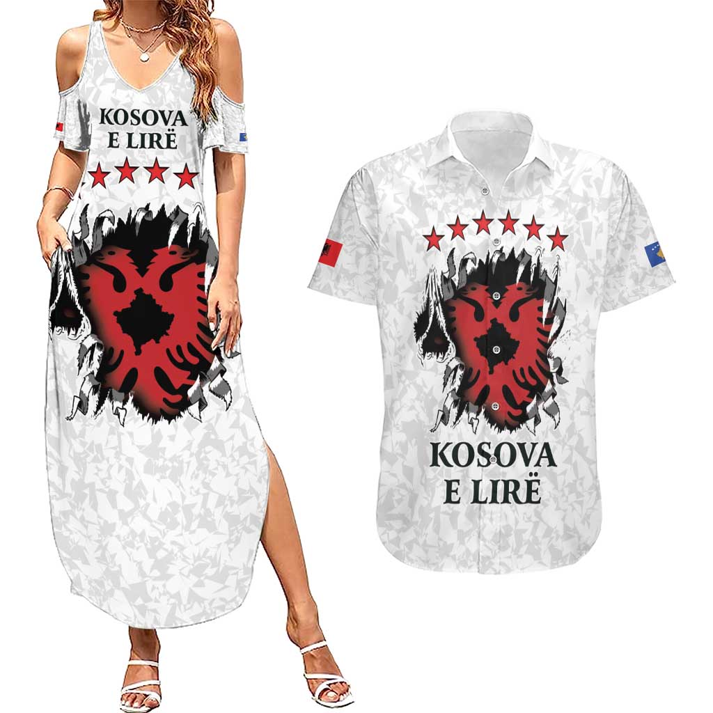 Personalized Kosova E Lire Couples Matching Summer Maxi Dress and Hawaiian Shirt Kosova Albanian Flag - Wonder Print Shop