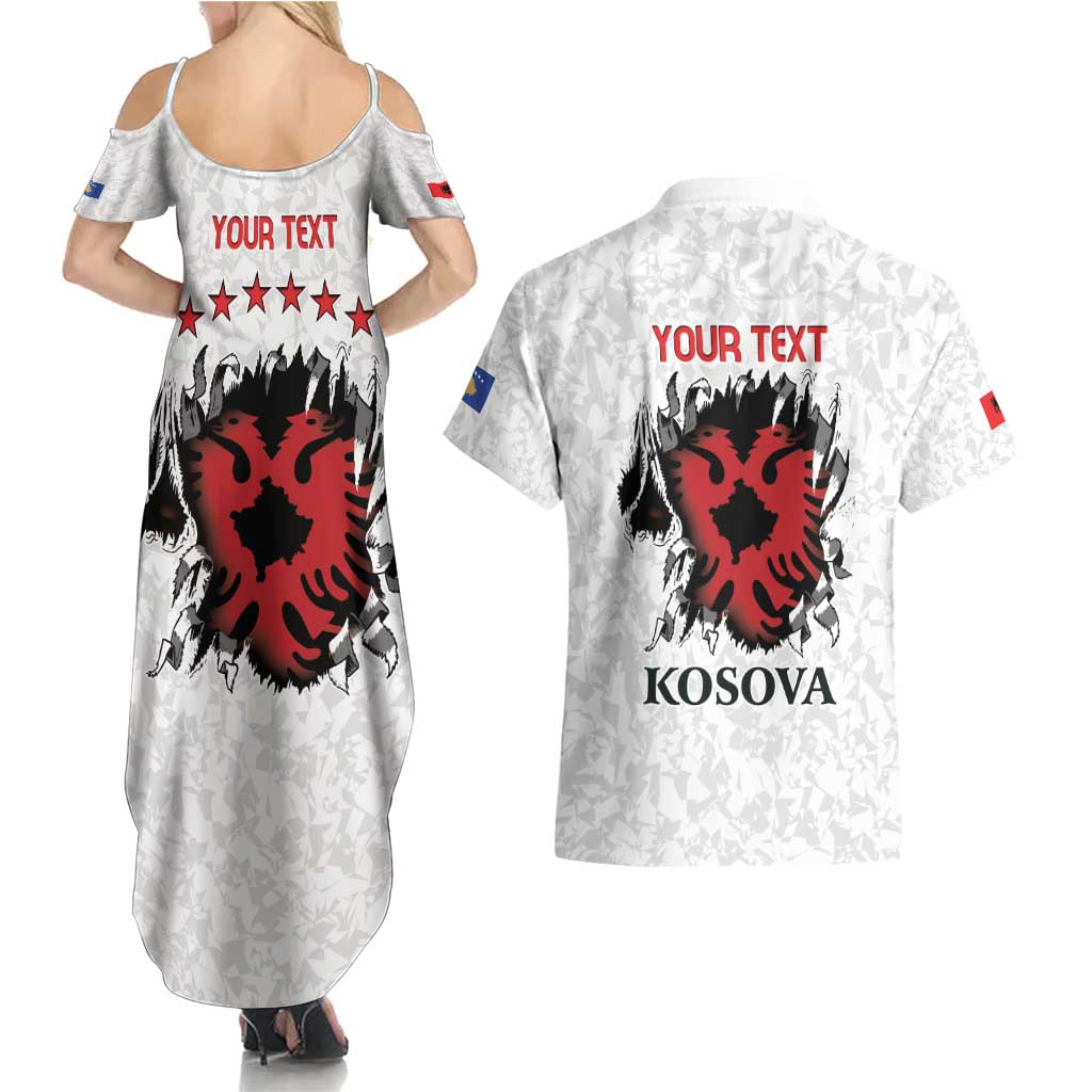 Personalized Kosova E Lire Couples Matching Summer Maxi Dress and Hawaiian Shirt Kosova Albanian Flag - Wonder Print Shop