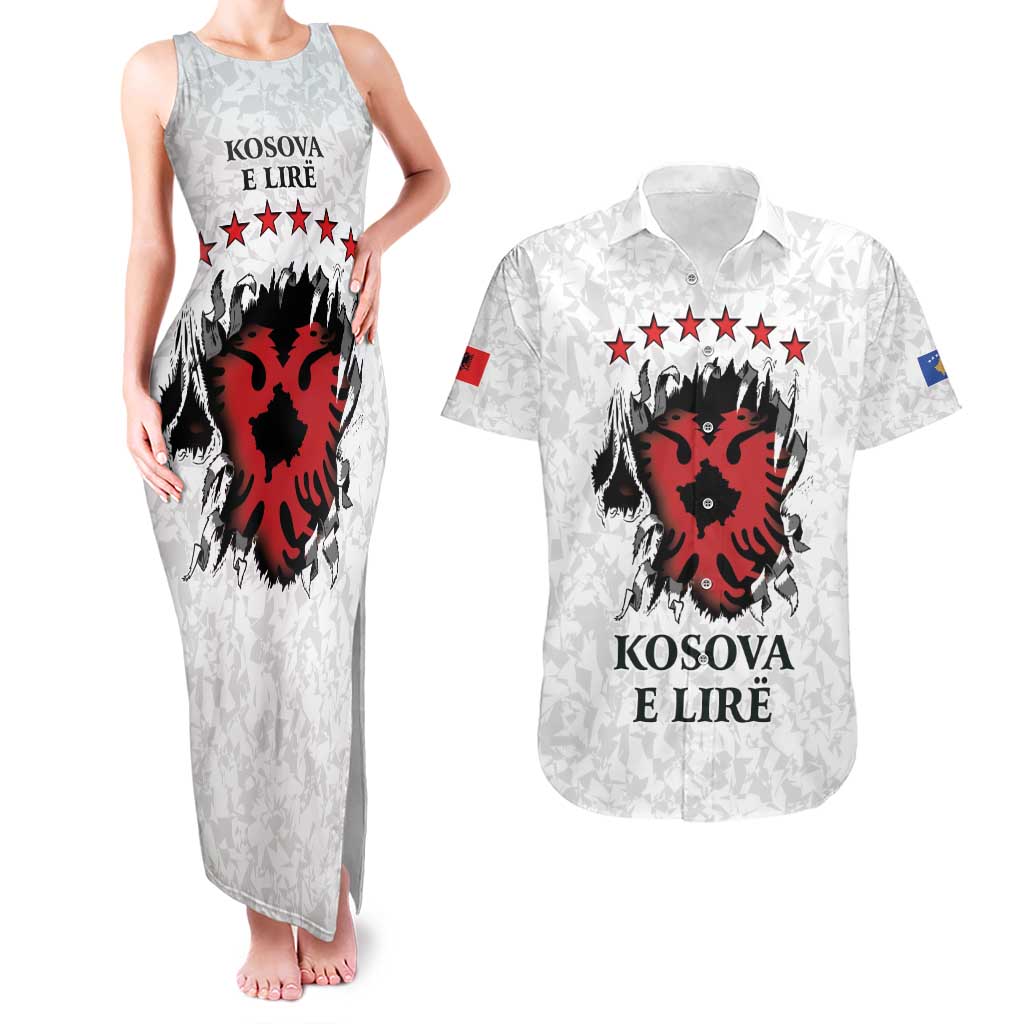 Personalized Kosova E Lire Couples Matching Tank Maxi Dress and Hawaiian Shirt Kosova Albanian Flag - Wonder Print Shop