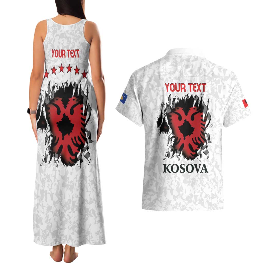 Personalized Kosova E Lire Couples Matching Tank Maxi Dress and Hawaiian Shirt Kosova Albanian Flag - Wonder Print Shop