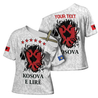 Personalized Kosova E Lire Cross Shoulder Shirt Kosova Albanian Flag - Wonder Print Shop