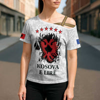 Personalized Kosova E Lire Cross Shoulder Shirt Kosova Albanian Flag - Wonder Print Shop