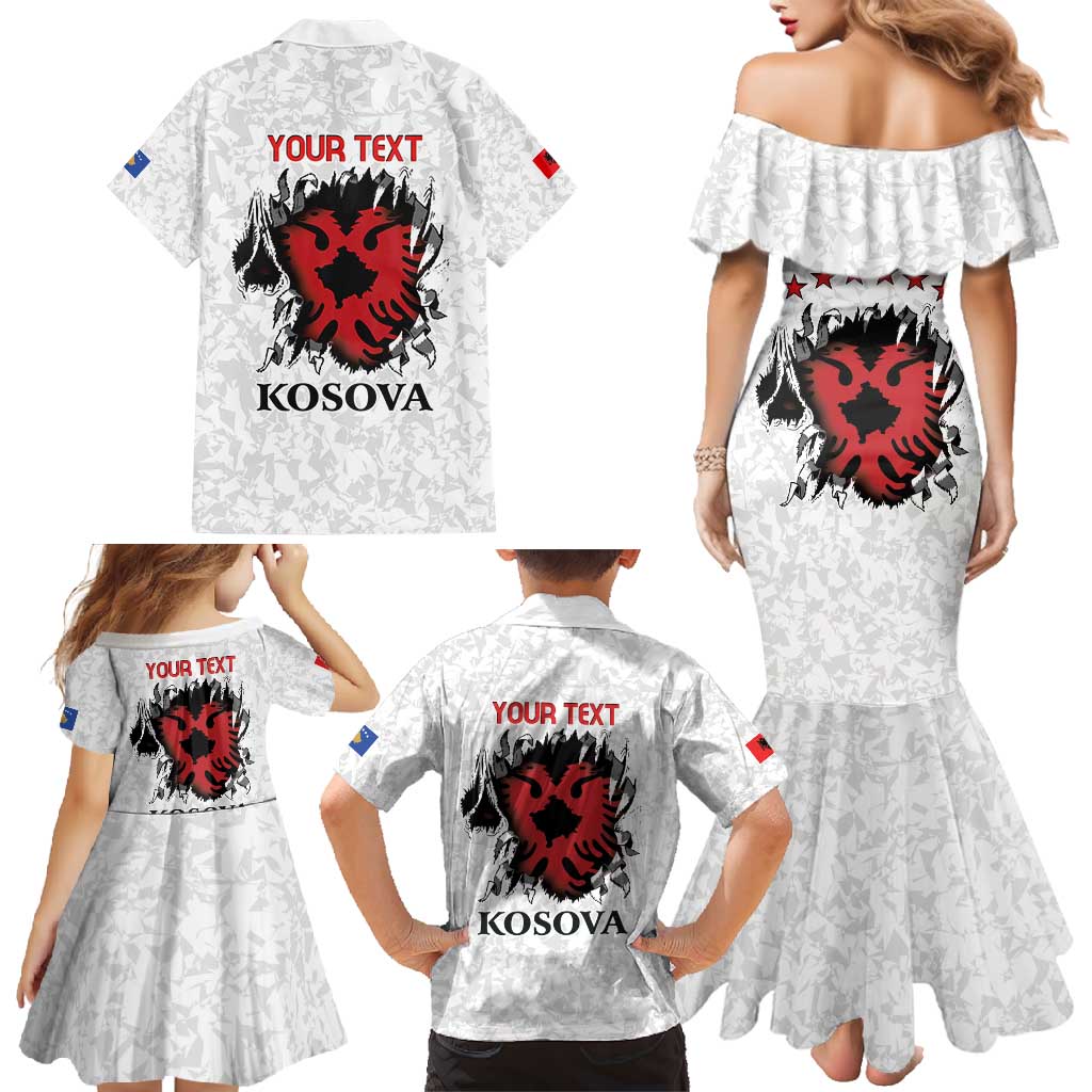 Personalized Kosova E Lire Family Matching Mermaid Dress and Hawaiian Shirt Kosova Albanian Flag - Wonder Print Shop