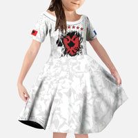 Personalized Kosova E Lire Family Matching Off The Shoulder Long Sleeve Dress and Hawaiian Shirt Kosova Albanian Flag - Wonder Print Shop