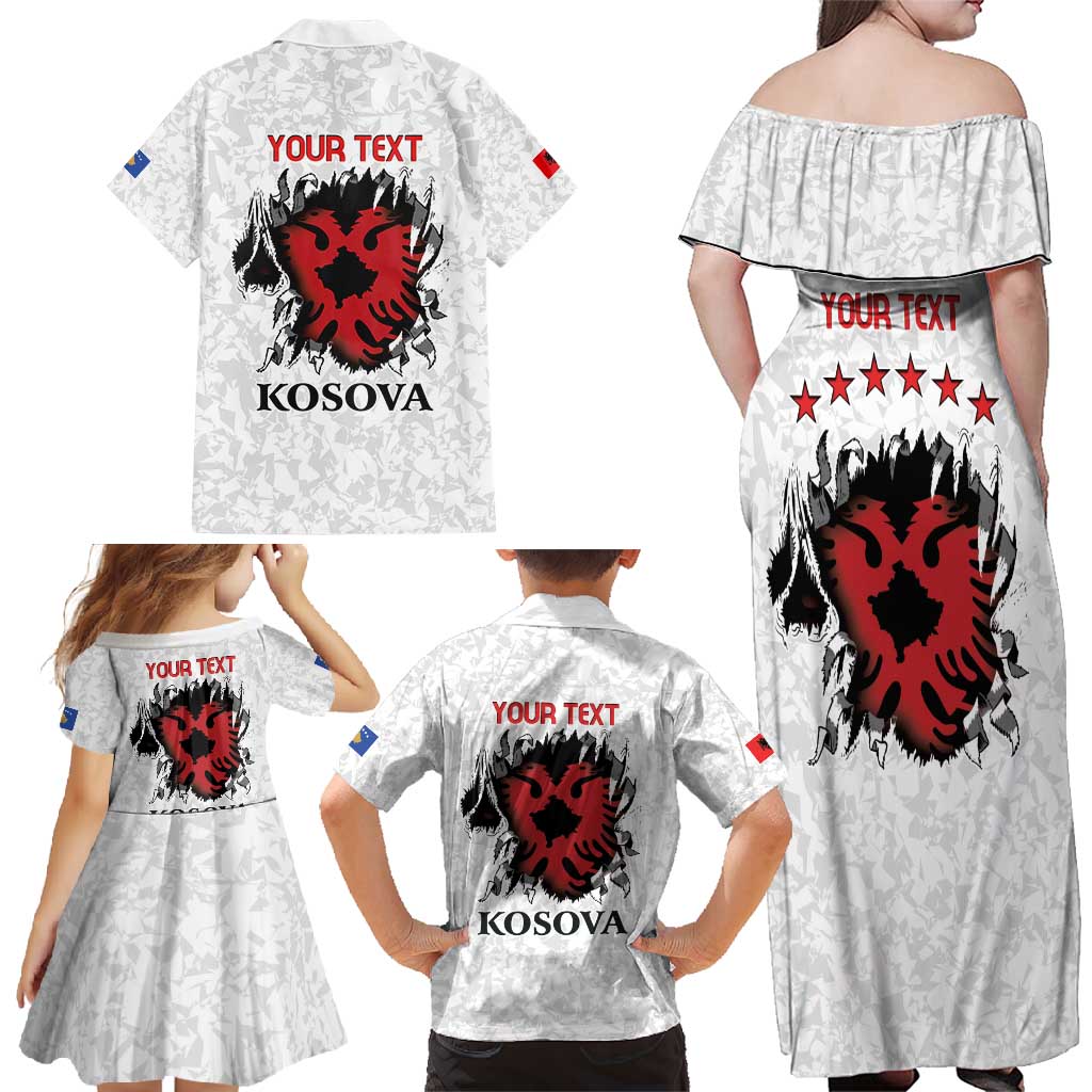 Personalized Kosova E Lire Family Matching Off Shoulder Maxi Dress and Hawaiian Shirt Kosova Albanian Flag - Wonder Print Shop