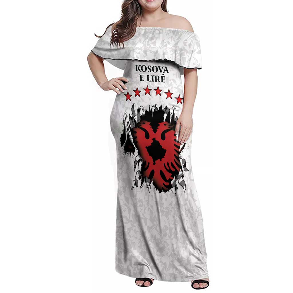 Personalized Kosova E Lire Family Matching Off Shoulder Maxi Dress and Hawaiian Shirt Kosova Albanian Flag - Wonder Print Shop