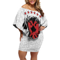 Personalized Kosova E Lire Family Matching Off Shoulder Short Dress and Hawaiian Shirt Kosova Albanian Flag - Wonder Print Shop