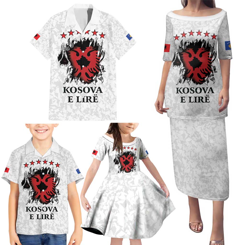Personalized Kosova E Lire Family Matching Puletasi and Hawaiian Shirt Kosova Albanian Flag - Wonder Print Shop