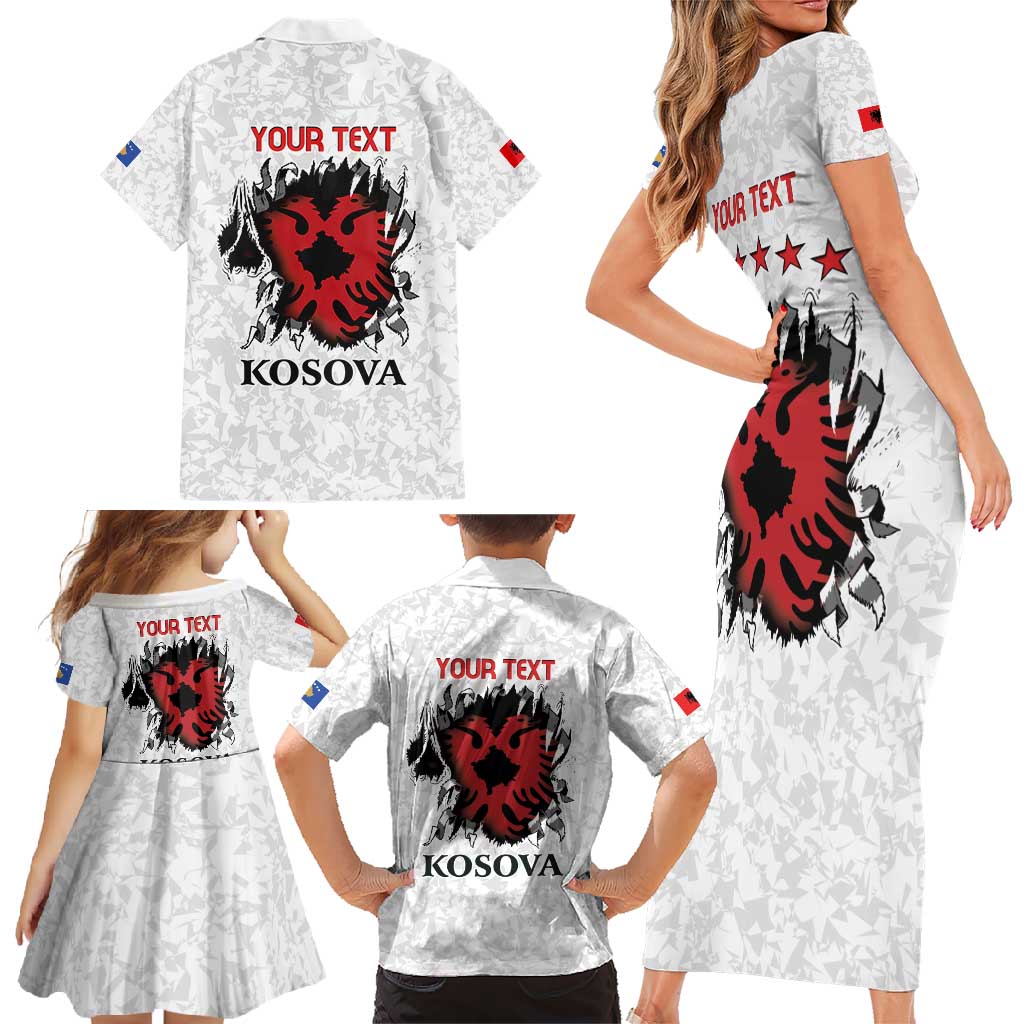 Personalized Kosova E Lire Family Matching Short Sleeve Bodycon Dress and Hawaiian Shirt Kosova Albanian Flag - Wonder Print Shop