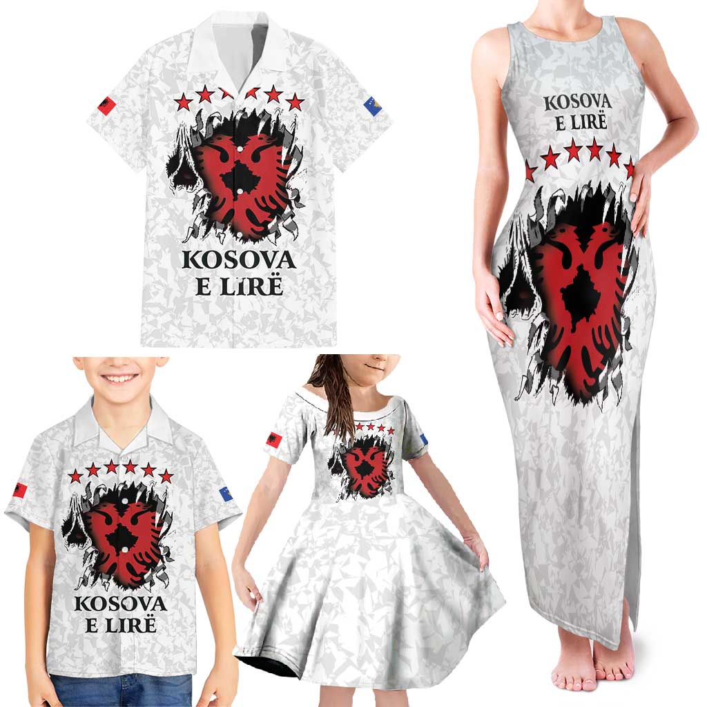Personalized Kosova E Lire Family Matching Tank Maxi Dress and Hawaiian Shirt Kosova Albanian Flag - Wonder Print Shop