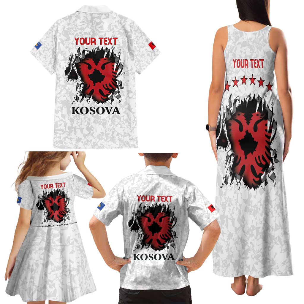 Personalized Kosova E Lire Family Matching Tank Maxi Dress and Hawaiian Shirt Kosova Albanian Flag - Wonder Print Shop