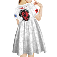 Personalized Kosova E Lire Kid Short Sleeve Dress Kosova Albanian Flag - Wonder Print Shop