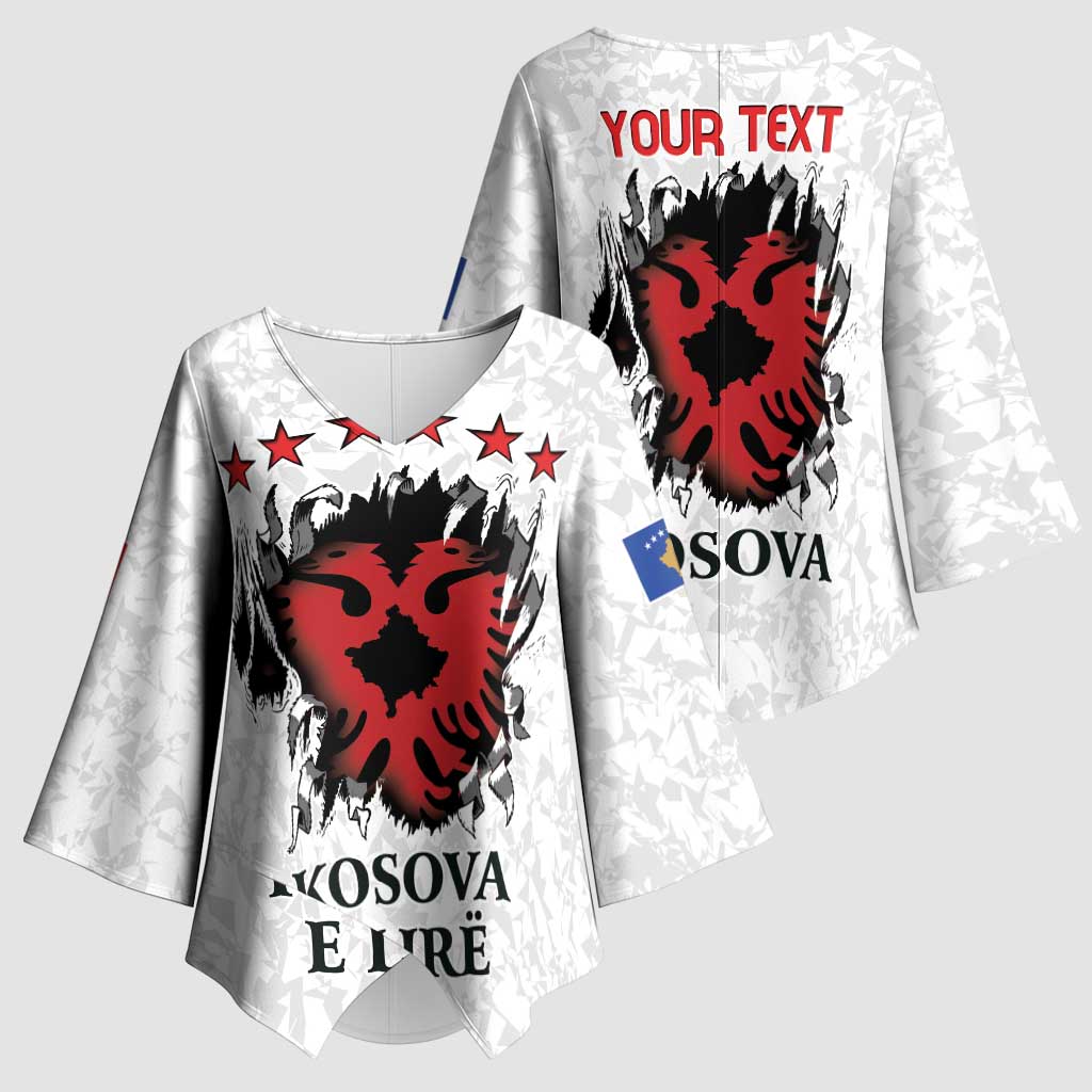 Personalized Kosova E Lire Kimono Sleeve Blouse Kosova Albanian Flag - Wonder Print Shop