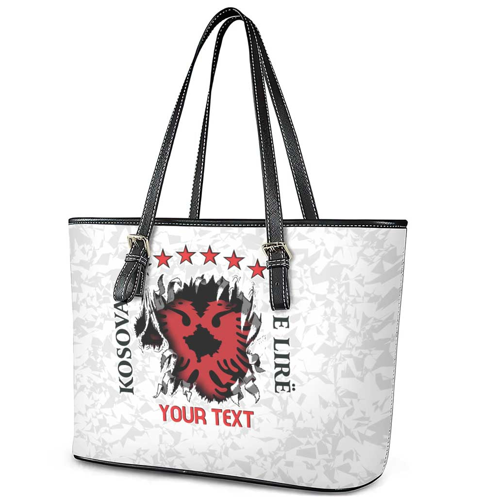 Personalized Kosova E Lire Leather Tote Bag Kosova Albanian Flag - Wonder Print Shop