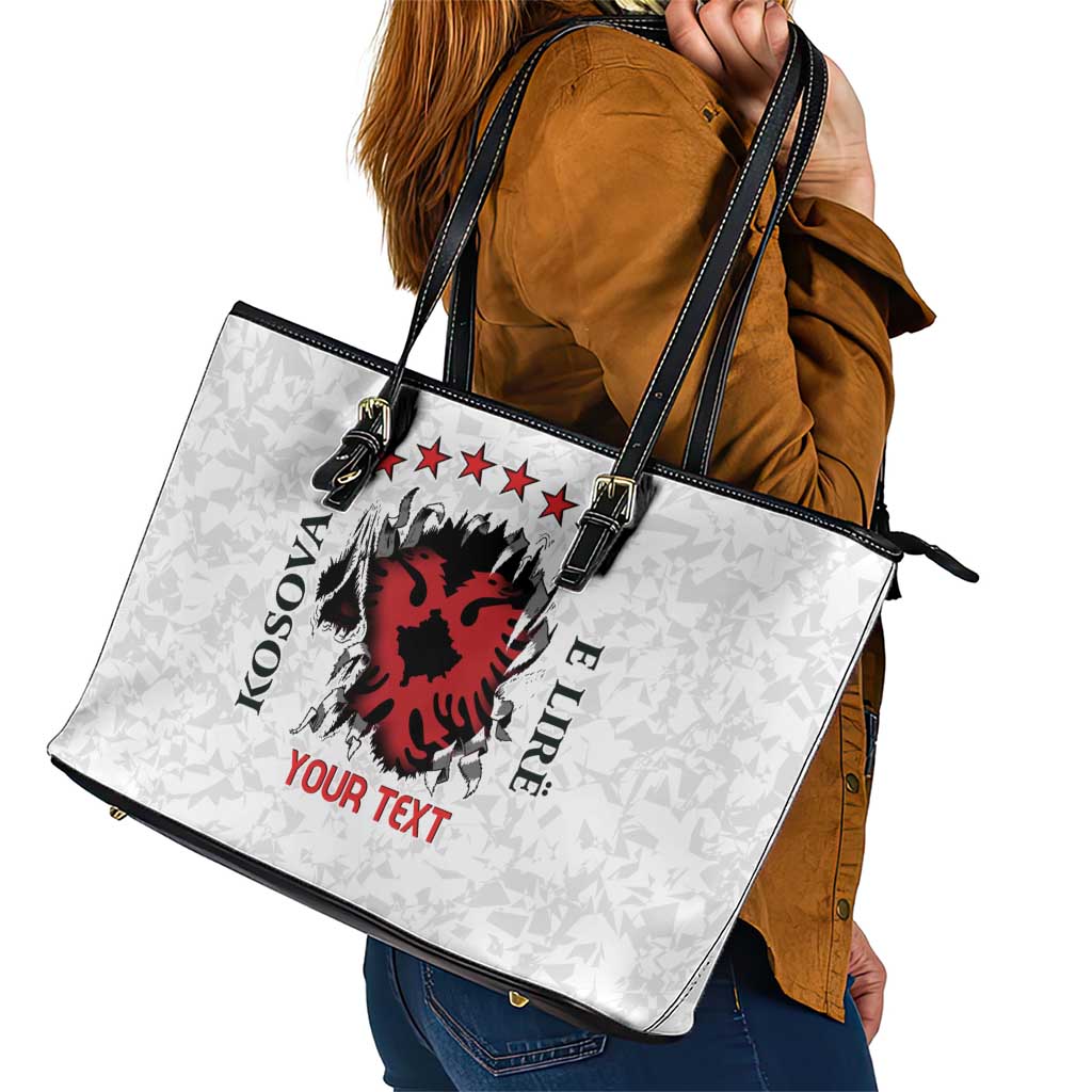 Personalized Kosova E Lire Leather Tote Bag Kosova Albanian Flag - Wonder Print Shop