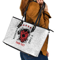Personalized Kosova E Lire Leather Tote Bag Kosova Albanian Flag - Wonder Print Shop