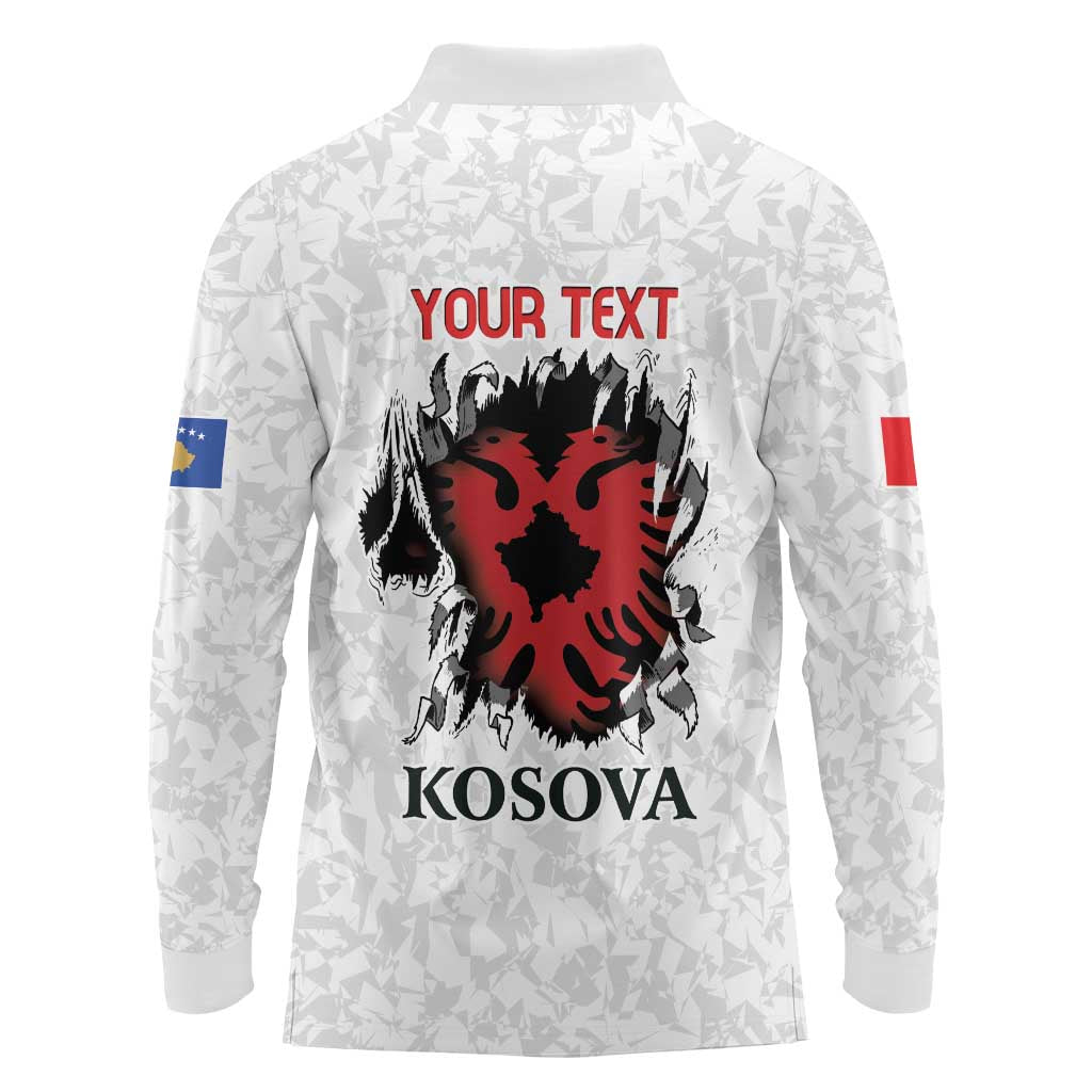 Personalized Kosova E Lire Long Sleeve Polo Shirt Kosova Albanian Flag - Wonder Print Shop