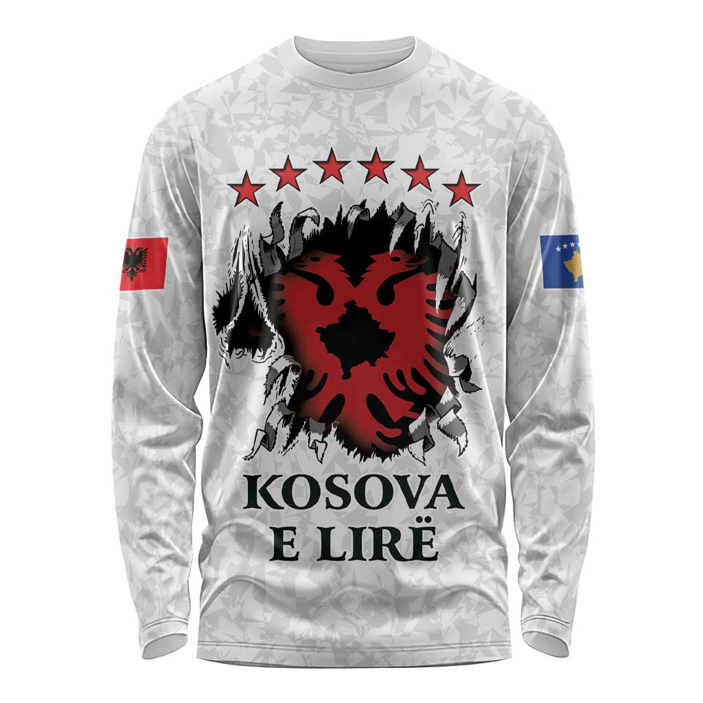 Personalized Kosova E Lire Long Sleeve Shirt Kosova Albanian Flag - Wonder Print Shop