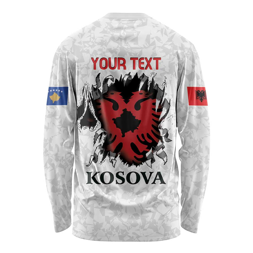 Personalized Kosova E Lire Long Sleeve Shirt Kosova Albanian Flag - Wonder Print Shop