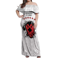 Personalized Kosova E Lire Off Shoulder Maxi Dress Kosova Albanian Flag - Wonder Print Shop
