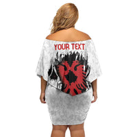 Personalized Kosova E Lire Off Shoulder Short Dress Kosova Albanian Flag - Wonder Print Shop