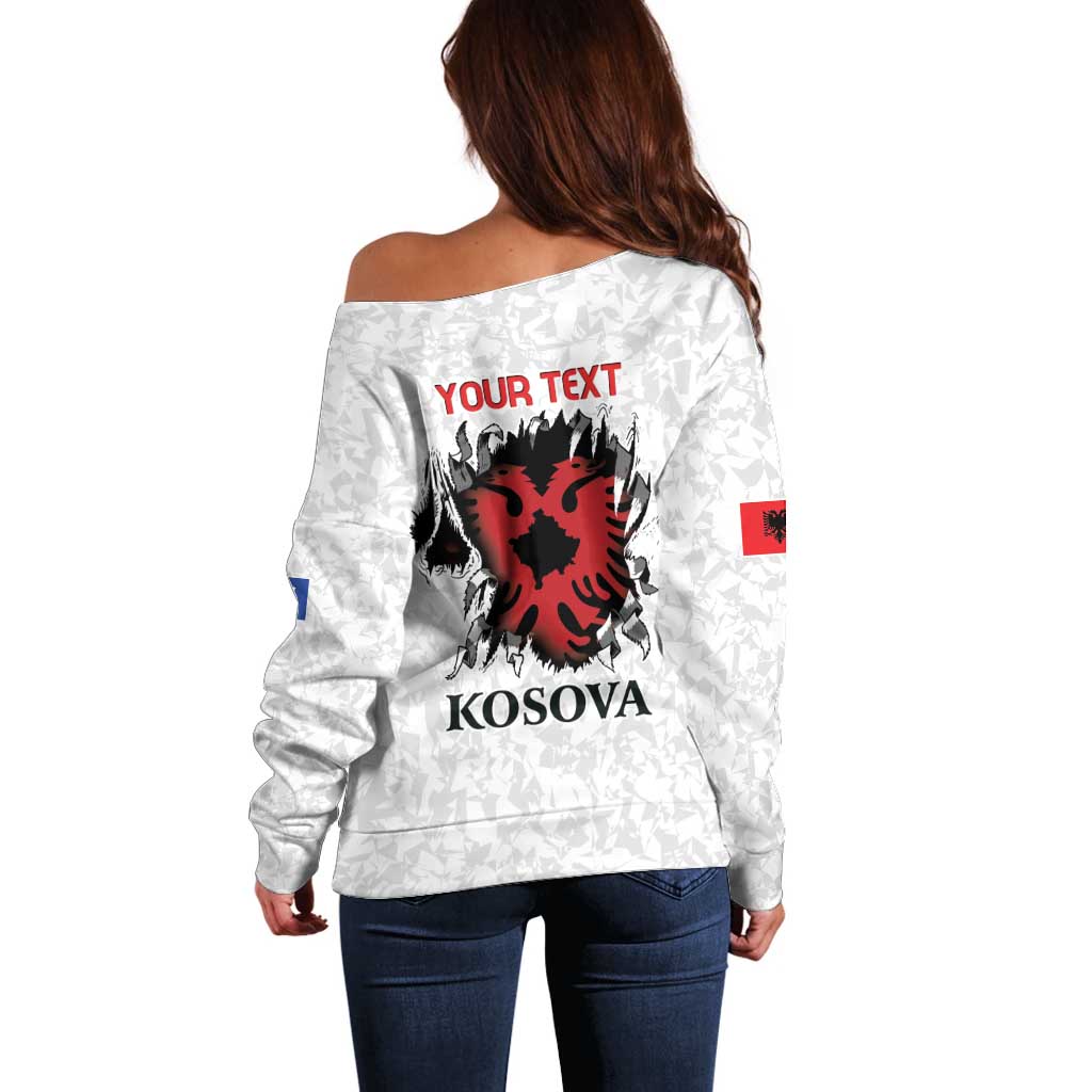 Personalized Kosova E Lire Off Shoulder Sweater Kosova Albanian Flag - Wonder Print Shop