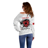 Personalized Kosova E Lire Off Shoulder Sweater Kosova Albanian Flag - Wonder Print Shop