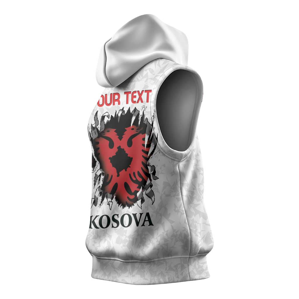 Personalized Kosova E Lire Sleeveless Hoodie Kosova Albanian Flag - Wonder Print Shop