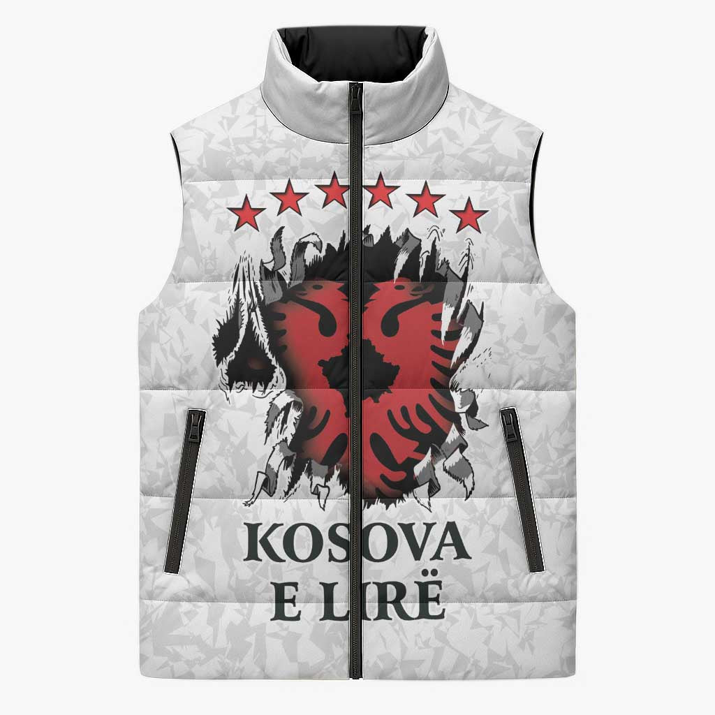 Personalized Kosova E Lire Sleeveless Puffer Jacket Kosova Albanian Flag - Wonder Print Shop