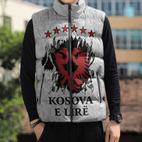 Personalized Kosova E Lire Sleeveless Puffer Jacket Kosova Albanian Flag - Wonder Print Shop