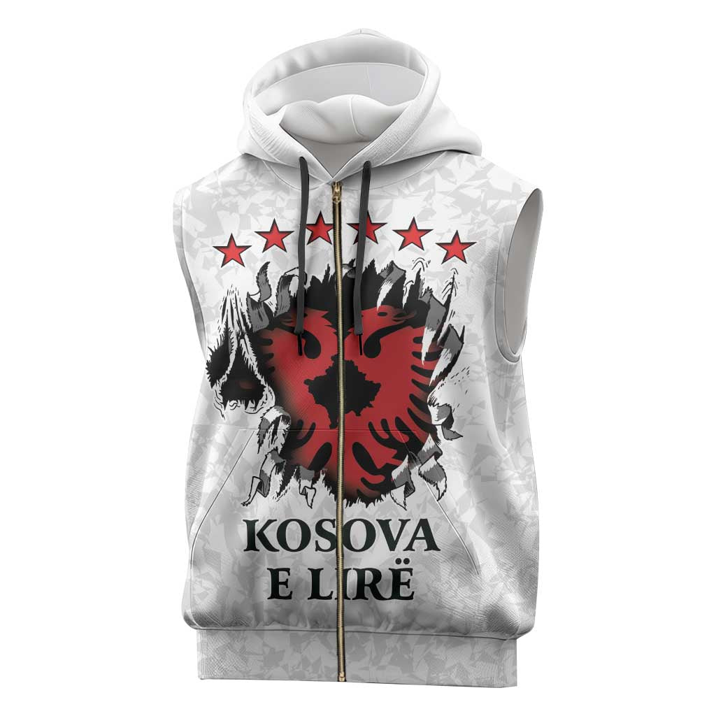 Personalized Kosova E Lire Sleeveless Zip Hoodie Kosova Albanian Flag - Wonder Print Shop