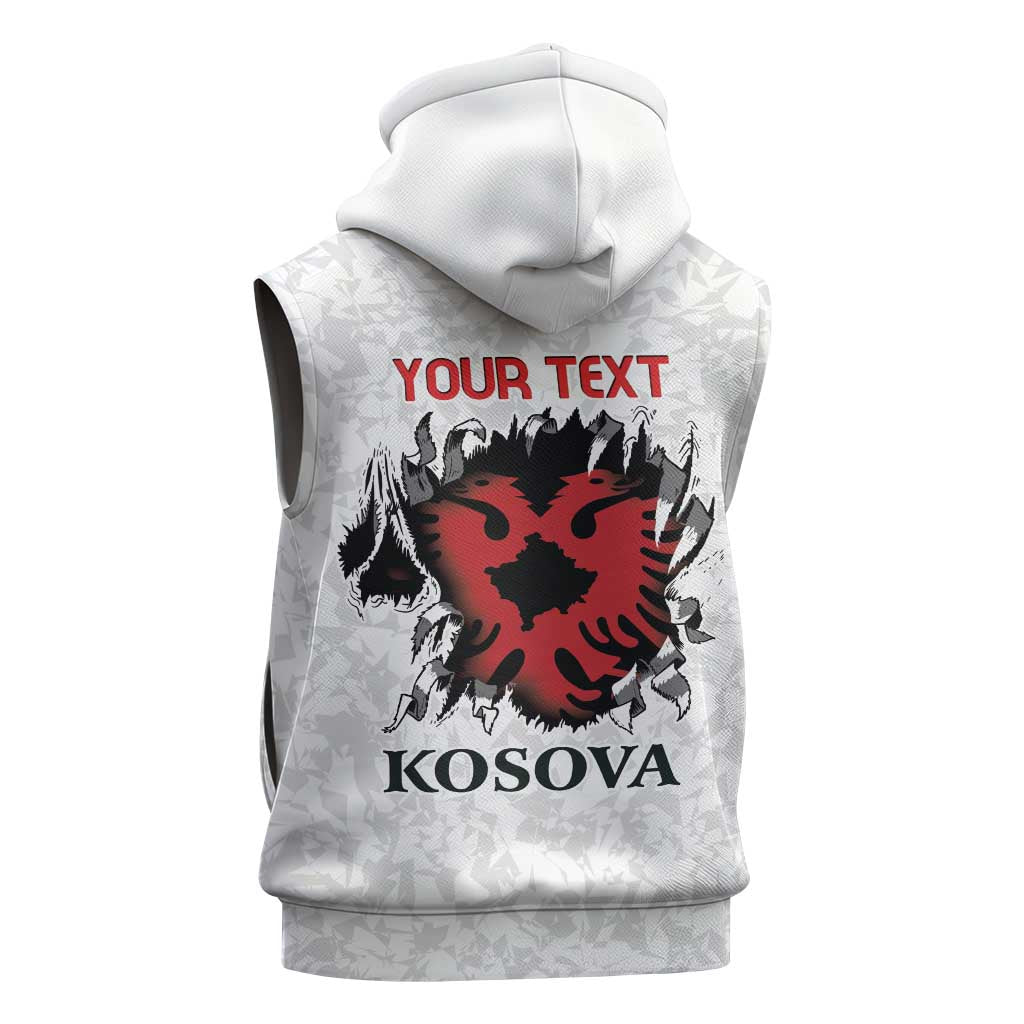 Personalized Kosova E Lire Sleeveless Zip Hoodie Kosova Albanian Flag - Wonder Print Shop