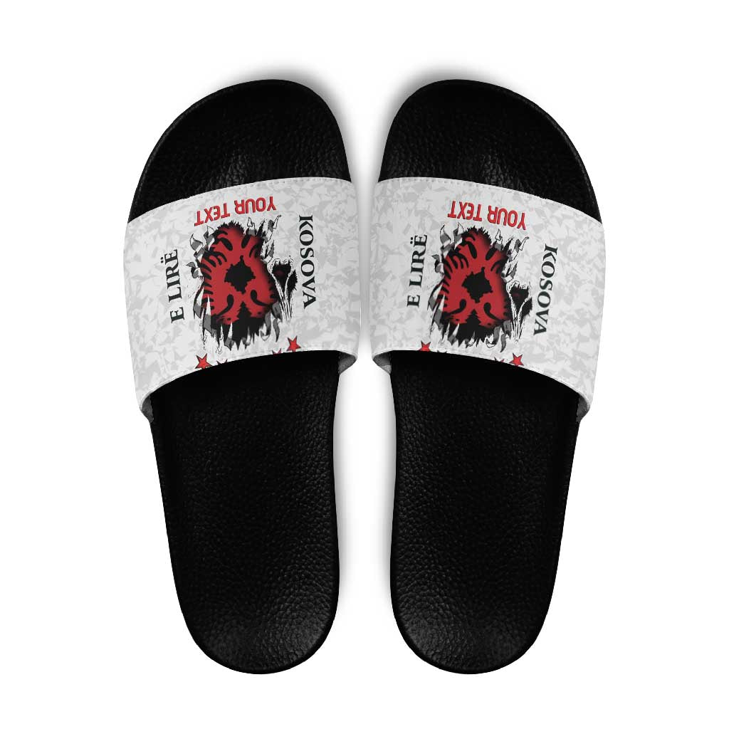 Personalized Kosova E Lire Slide Sandals Kosova Albanian Flag - Wonder Print Shop