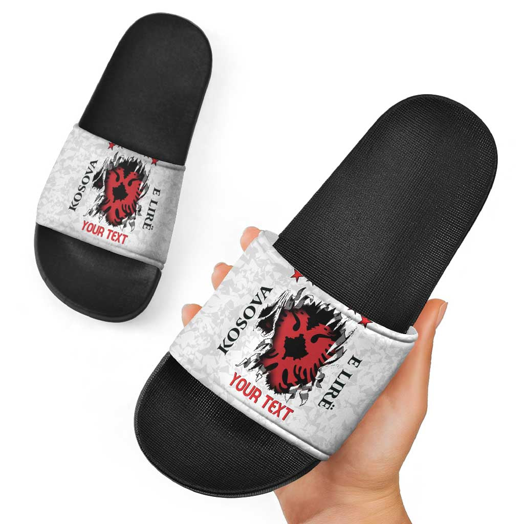 Personalized Kosova E Lire Slide Sandals Kosova Albanian Flag - Wonder Print Shop
