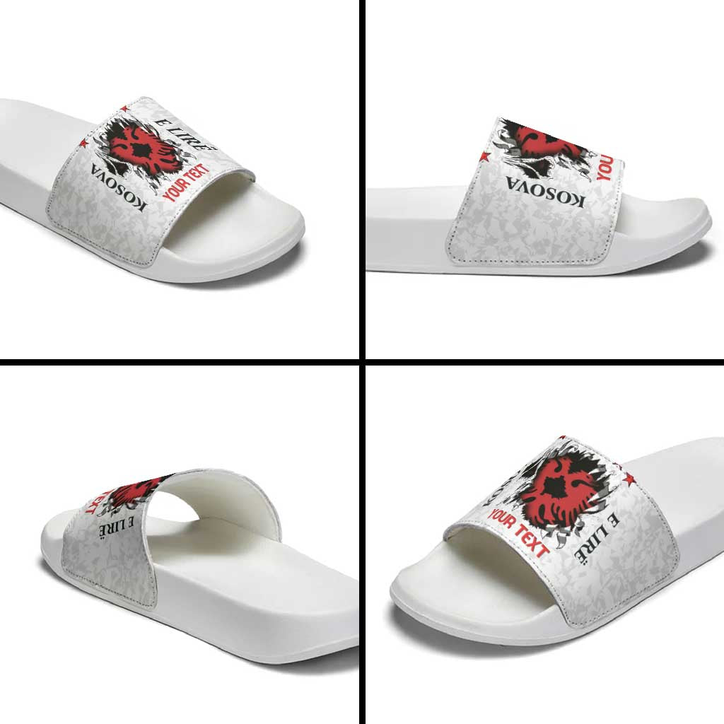 Personalized Kosova E Lire Slide Sandals Kosova Albanian Flag - Wonder Print Shop