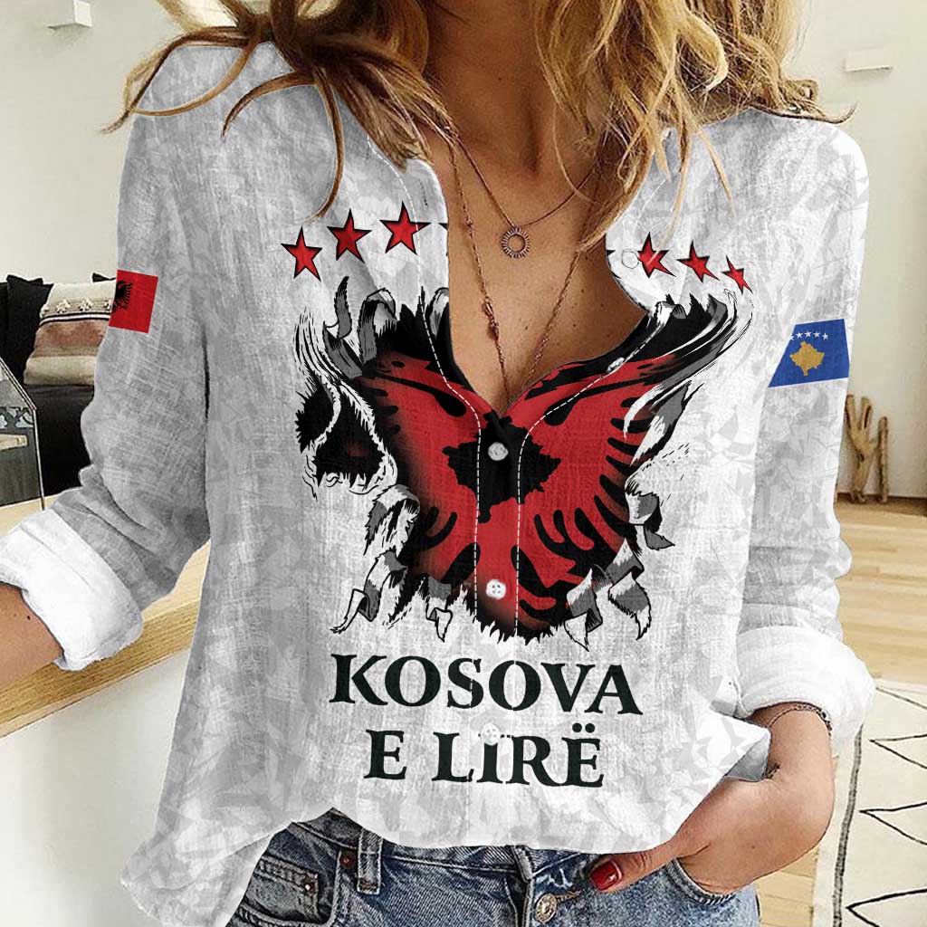 Personalized Kosova E Lire Women Casual Shirt Kosova Albanian Flag - Wonder Print Shop