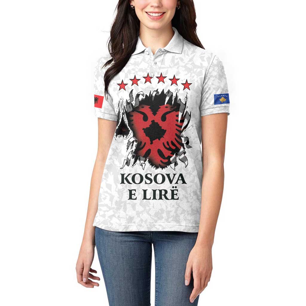 Personalized Kosova E Lire Women Polo Shirt Kosova Albanian Flag - Wonder Print Shop