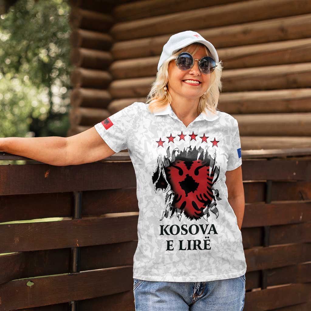 Personalized Kosova E Lire Women Polo Shirt Kosova Albanian Flag - Wonder Print Shop