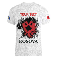 Personalized Kosova E Lire Women V-Neck T-Shirt Kosova Albanian Flag - Wonder Print Shop