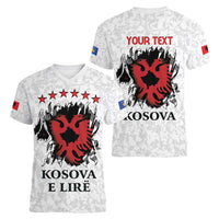 Personalized Kosova E Lire Women V-Neck T-Shirt Kosova Albanian Flag - Wonder Print Shop