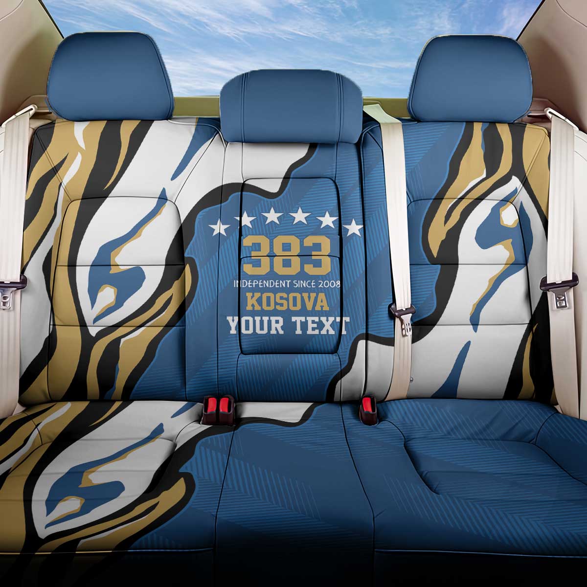 Personalized Kosova Nje Komb Nje Gjak Back Car Seat Cover Kosova 383 Independent Sice 2008 - Wonder Print Shop
