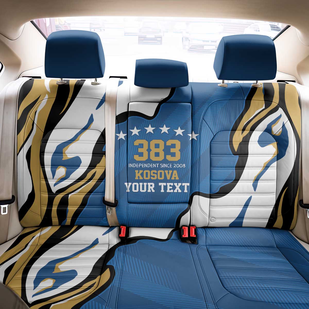 Personalized Kosova Nje Komb Nje Gjak Back Car Seat Cover Kosova 383 Independent Sice 2008 - Wonder Print Shop