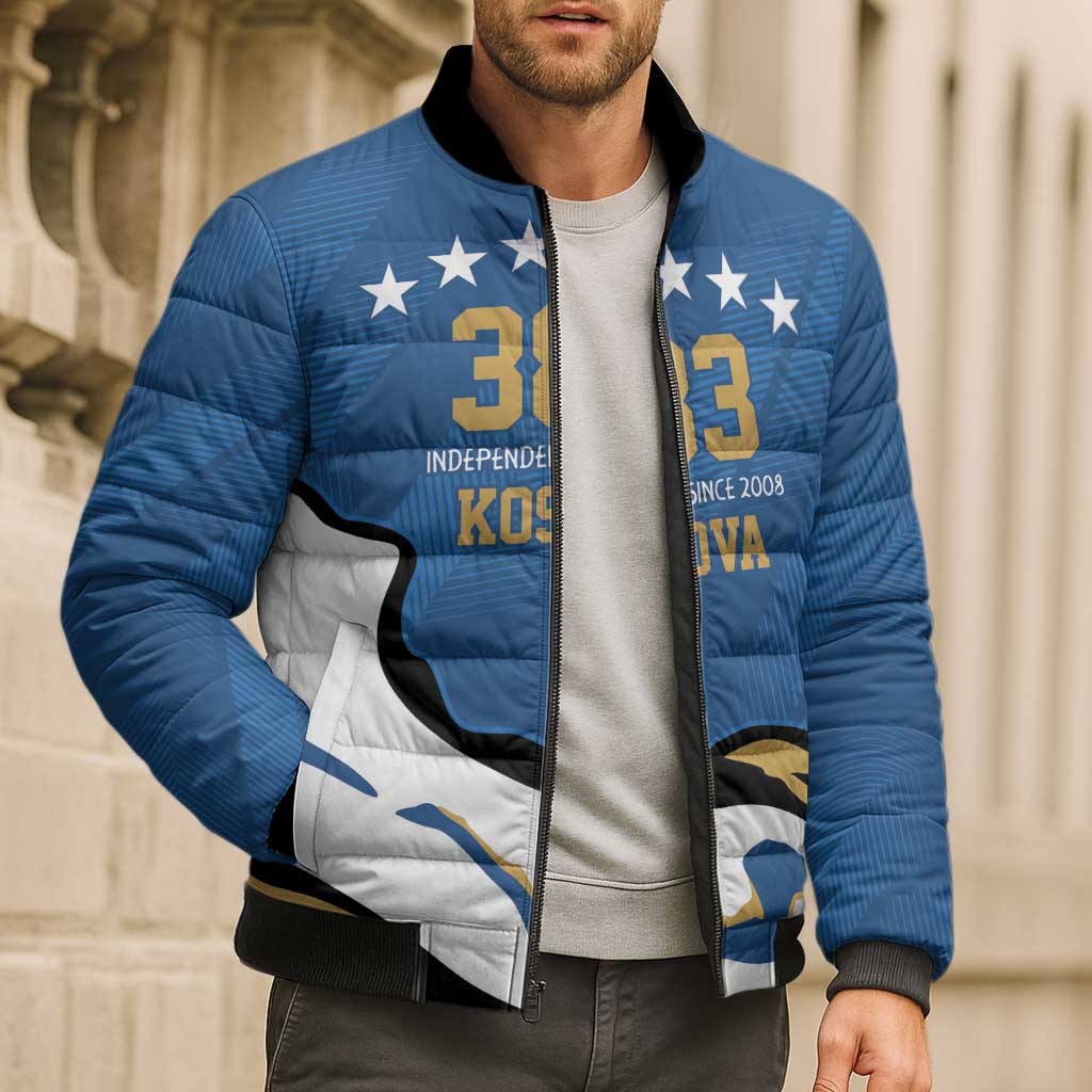 Personalized Kosova Nje Komb Nje Gjak Bomber Puffer Jacket Kosova 383 Independent Sice 2008 - Wonder Print Shop