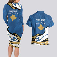 Personalized Kosova Nje Komb Nje Gjak Couples Matching Long Sleeve Bodycon Dress and Hawaiian Shirt Kosova 383 Independent Sice 2008 - Wonder Print Shop