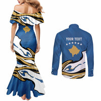 Personalized Kosova Nje Komb Nje Gjak Couples Matching Mermaid Dress and Long Sleeve Button Shirt Kosova 383 Independent Sice 2008 - Wonder Print Shop