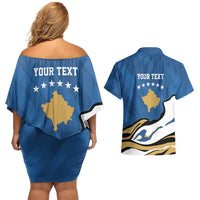 Personalized Kosova Nje Komb Nje Gjak Couples Matching Off Shoulder Short Dress and Hawaiian Shirt Kosova 383 Independent Sice 2008 - Wonder Print Shop