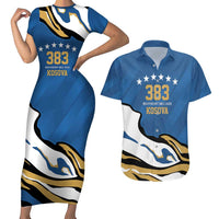 Personalized Kosova Nje Komb Nje Gjak Couples Matching Short Sleeve Bodycon Dress and Hawaiian Shirt Kosova 383 Independent Sice 2008 - Wonder Print Shop