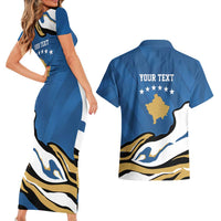 Personalized Kosova Nje Komb Nje Gjak Couples Matching Short Sleeve Bodycon Dress and Hawaiian Shirt Kosova 383 Independent Sice 2008 - Wonder Print Shop