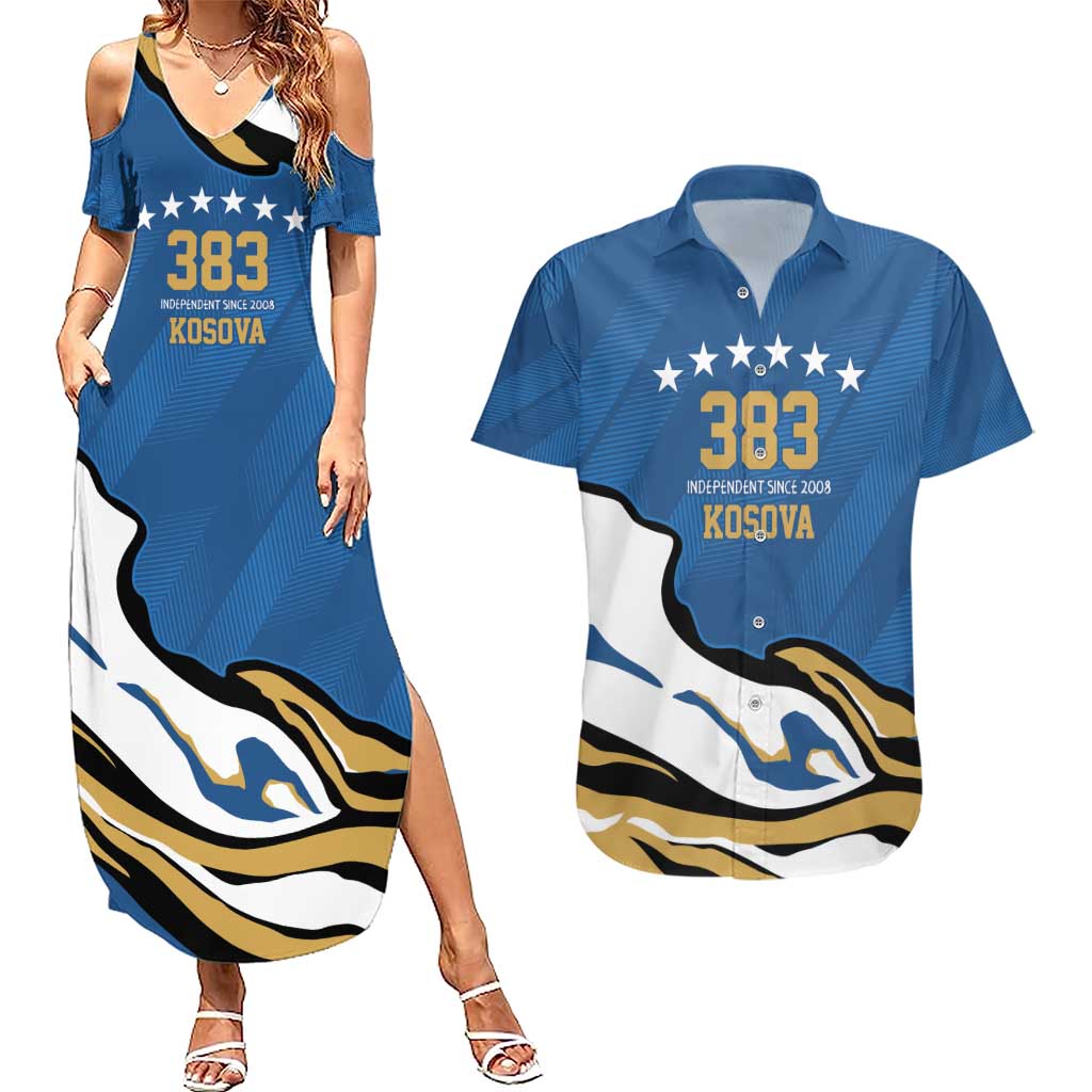 Personalized Kosova Nje Komb Nje Gjak Couples Matching Summer Maxi Dress and Hawaiian Shirt Kosova 383 Independent Sice 2008 - Wonder Print Shop